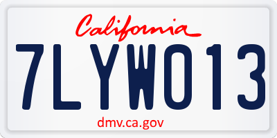 CA license plate 7LYW013