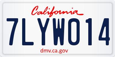 CA license plate 7LYW014