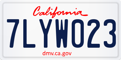 CA license plate 7LYW023
