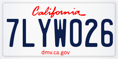 CA license plate 7LYW026