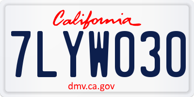 CA license plate 7LYW030