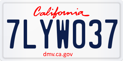 CA license plate 7LYW037