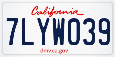 CA license plate 7LYW039