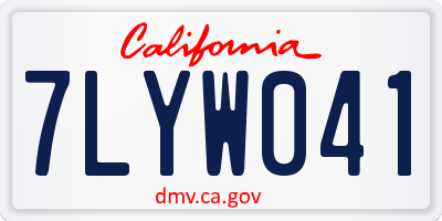 CA license plate 7LYW041