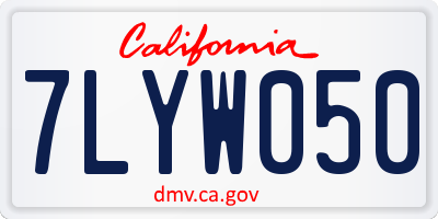 CA license plate 7LYW050