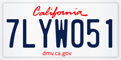 CA license plate 7LYW051