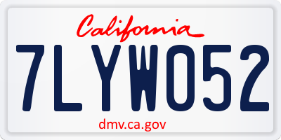 CA license plate 7LYW052