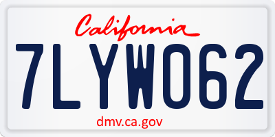 CA license plate 7LYW062
