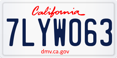 CA license plate 7LYW063