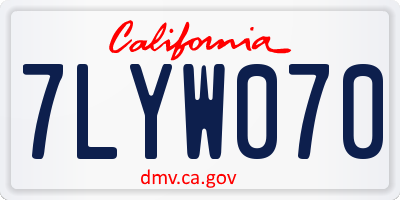 CA license plate 7LYW070