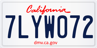 CA license plate 7LYW072