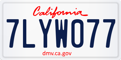 CA license plate 7LYW077