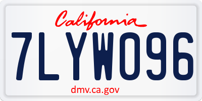 CA license plate 7LYW096