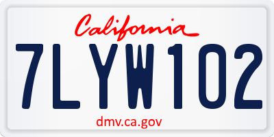 CA license plate 7LYW102
