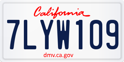 CA license plate 7LYW109