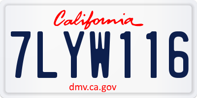 CA license plate 7LYW116