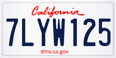 CA license plate 7LYW125