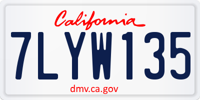CA license plate 7LYW135