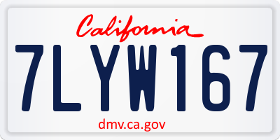 CA license plate 7LYW167