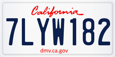 CA license plate 7LYW182