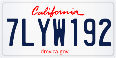 CA license plate 7LYW192