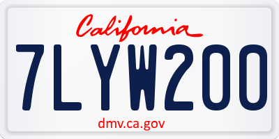 CA license plate 7LYW200