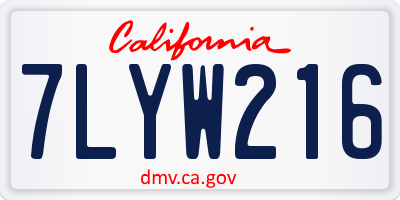 CA license plate 7LYW216