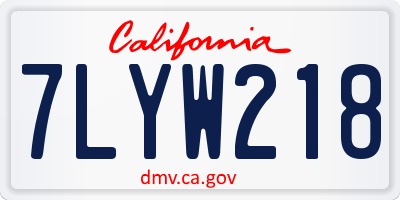 CA license plate 7LYW218