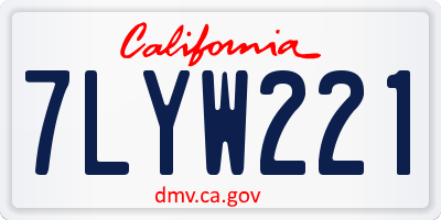 CA license plate 7LYW221