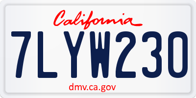 CA license plate 7LYW230