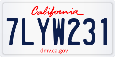 CA license plate 7LYW231
