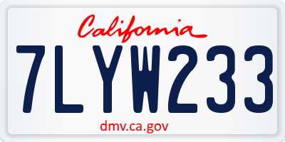CA license plate 7LYW233