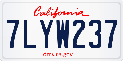 CA license plate 7LYW237