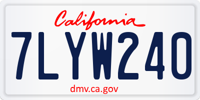 CA license plate 7LYW240