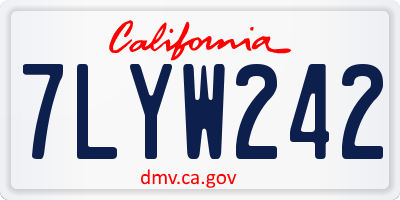 CA license plate 7LYW242
