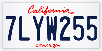 CA license plate 7LYW255