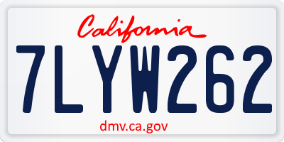 CA license plate 7LYW262