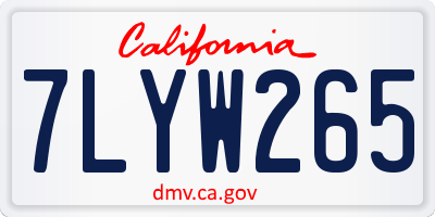 CA license plate 7LYW265