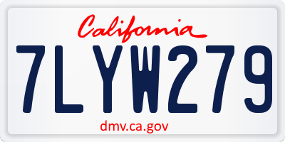 CA license plate 7LYW279