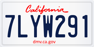 CA license plate 7LYW291