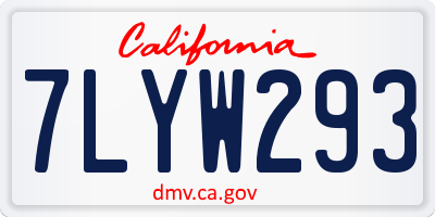 CA license plate 7LYW293