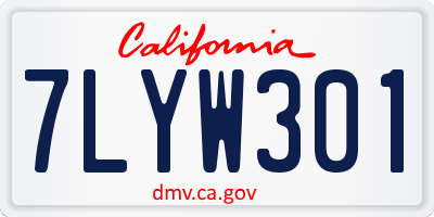 CA license plate 7LYW301