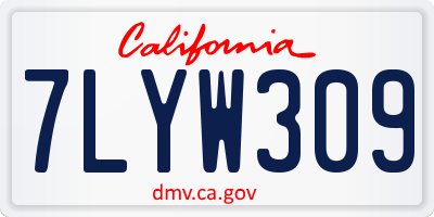 CA license plate 7LYW309