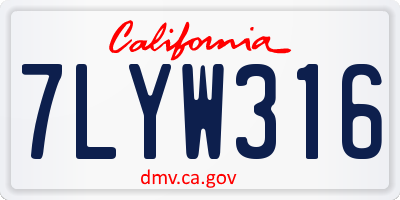CA license plate 7LYW316