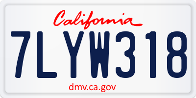 CA license plate 7LYW318
