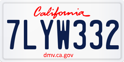 CA license plate 7LYW332