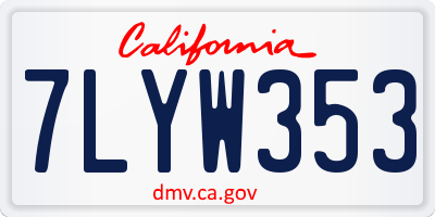 CA license plate 7LYW353