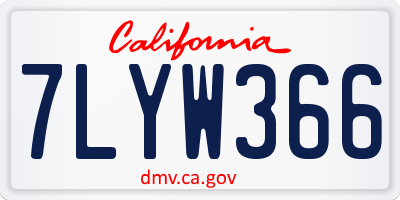 CA license plate 7LYW366