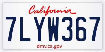 CA license plate 7LYW367