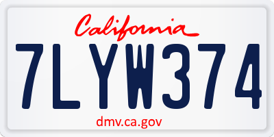 CA license plate 7LYW374